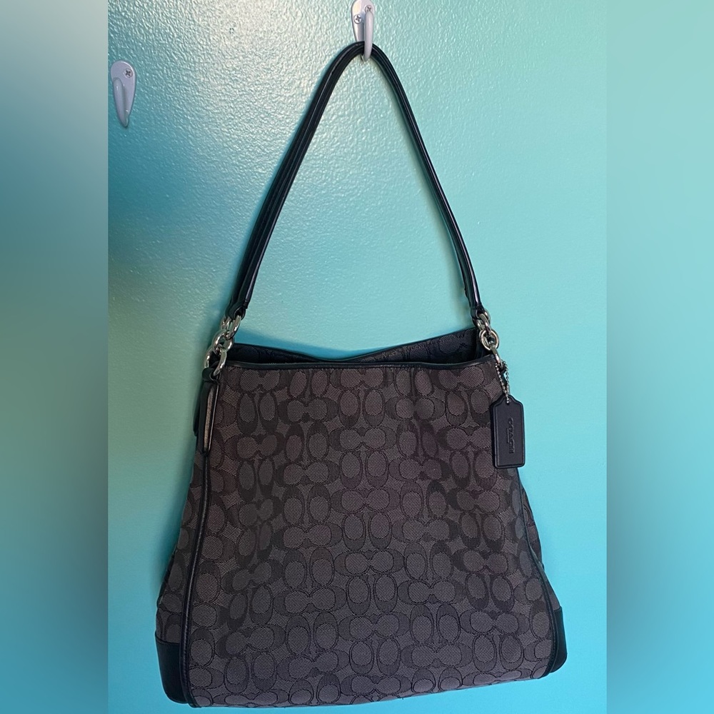 Coach Edie Signature Jacquard in Smoke Black